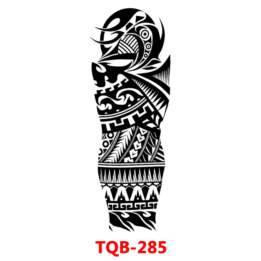 Large Waterproof Full Arm Temporary Tattoo – Intricate Totem & Geometric Sleeve Sticker