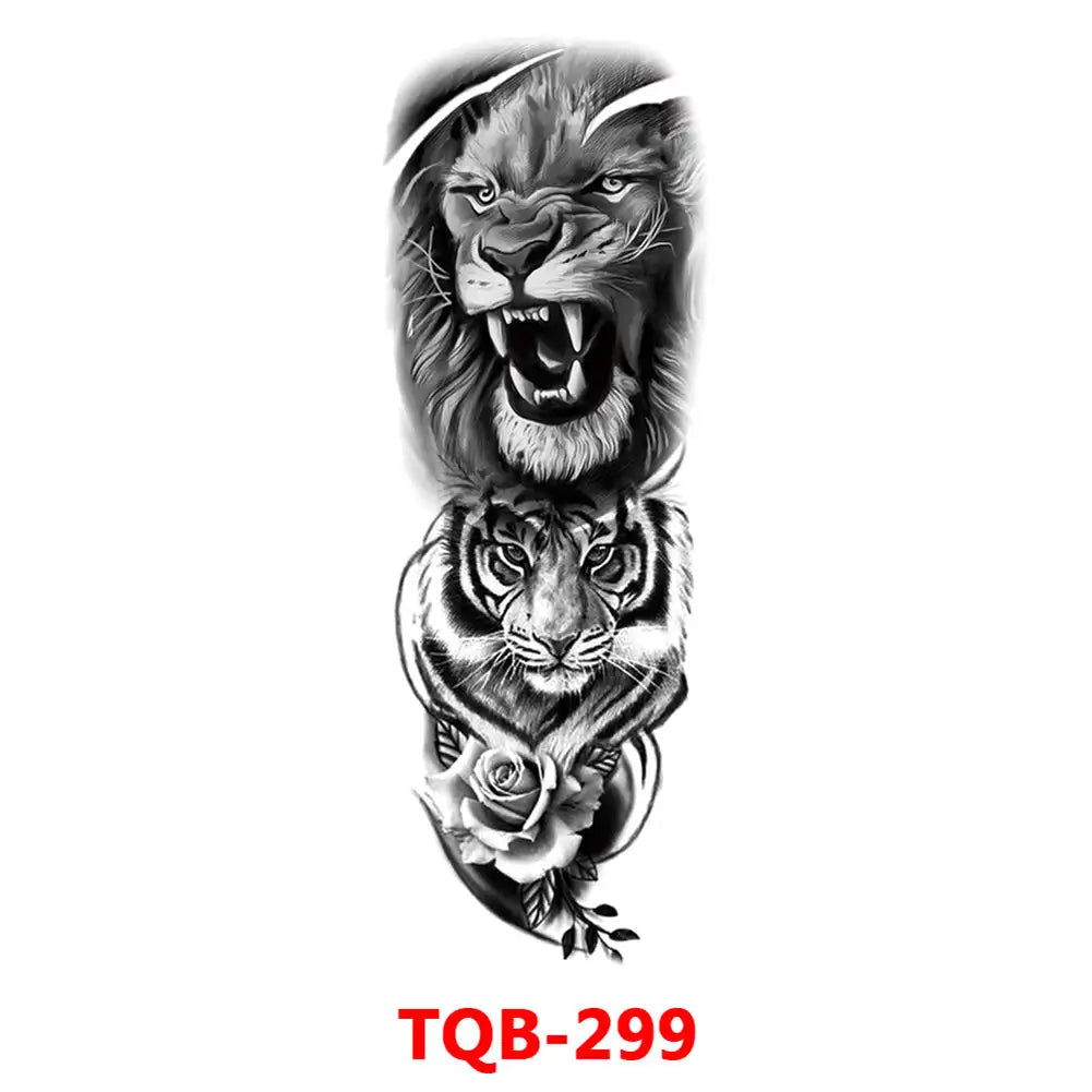 Large Waterproof Full Arm Temporary Tattoo – Intricate Totem & Geometric Sleeve Sticker