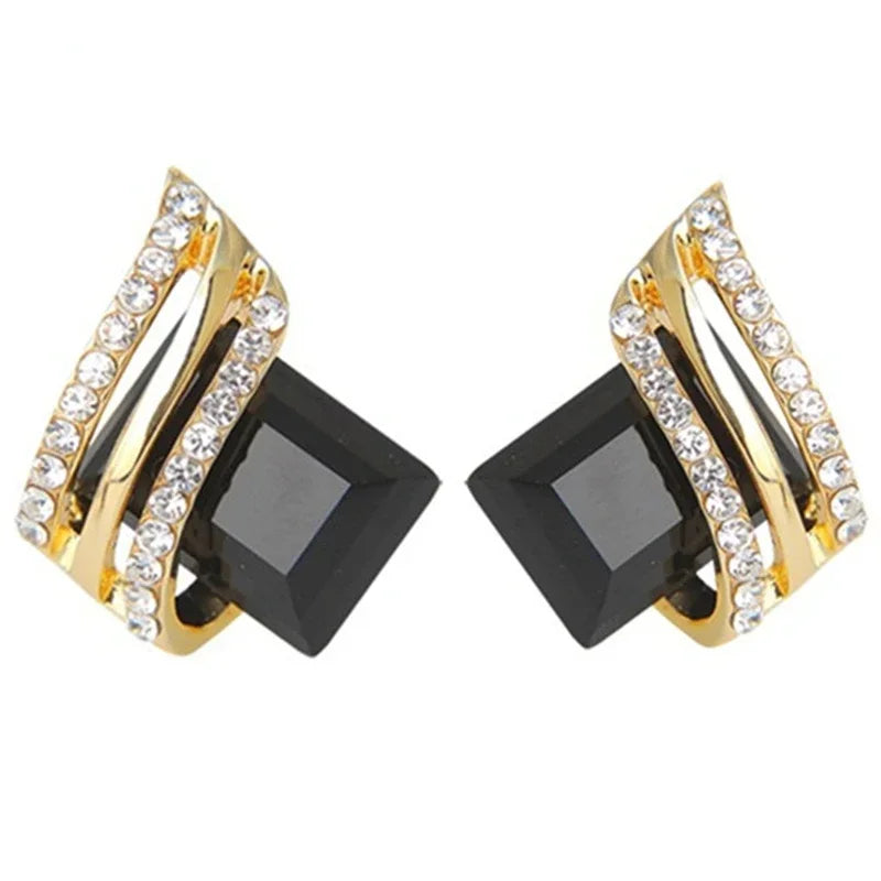 Gold-plated Zircon Earring Crystal  Engagement  for women
