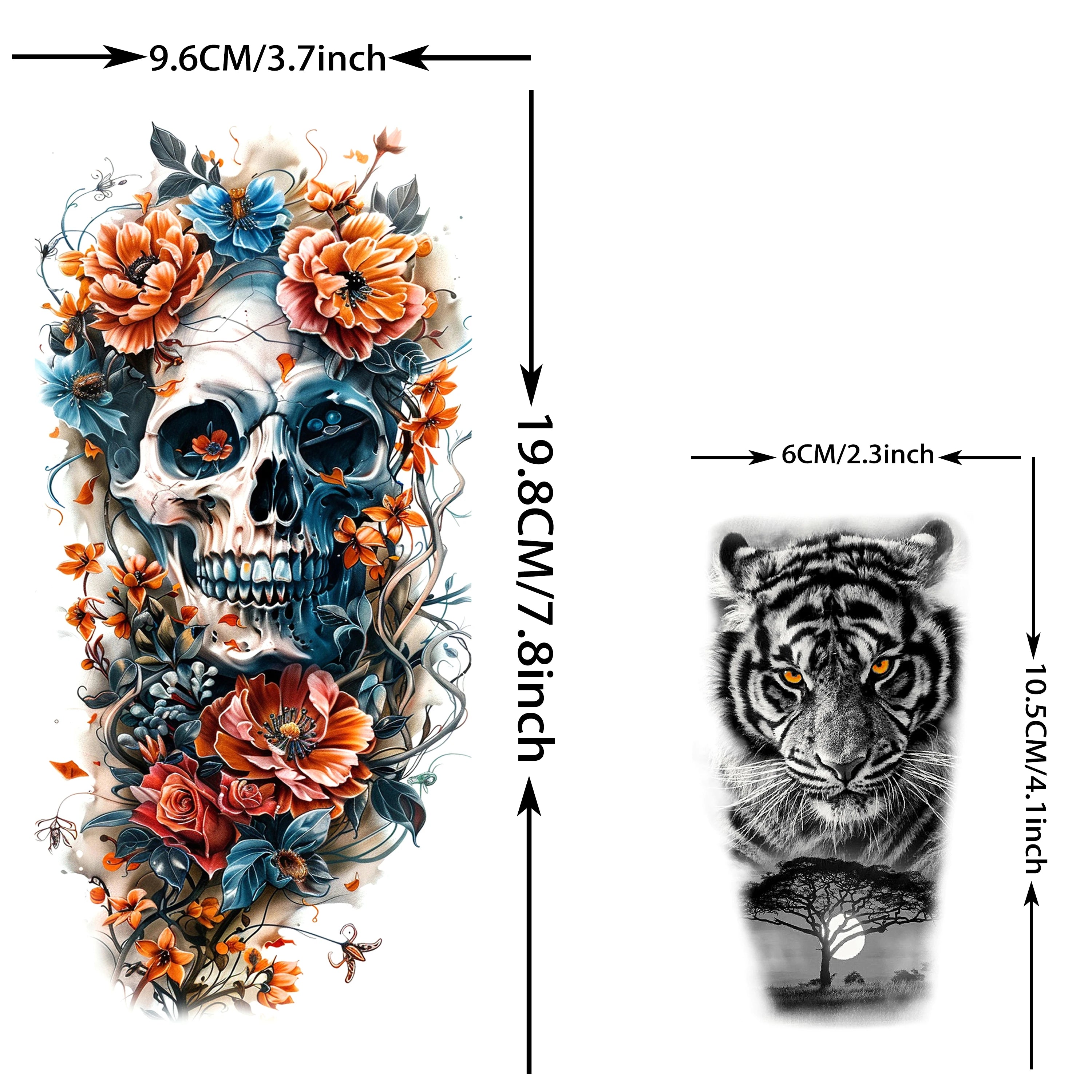 71 Sheets Ultimate Temporary Tattoo Megapack  – Lion, Dragon, Wolf, Flower & Skull Body Art