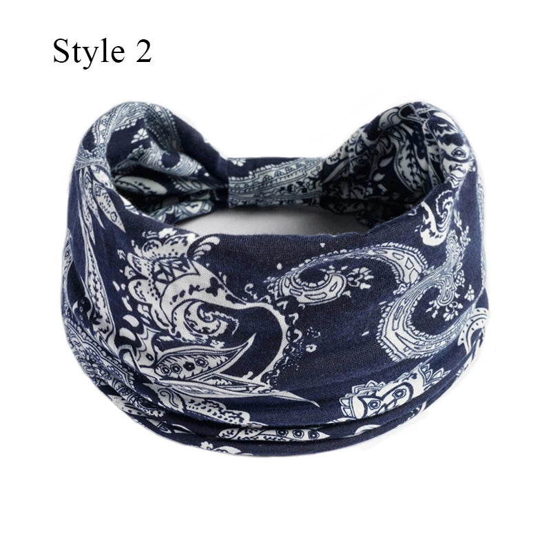 Women's Bohemian Wide Hair Band – Soft Stretchy Floral Turban for Sports, Yoga & Casual Fashion