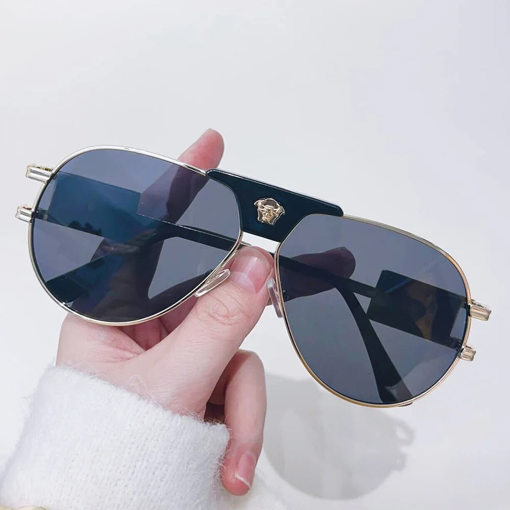 Wild West Luxe: Cattle-Head Accent Aviators Sunglasses Women Brand Designer Cattle Head Decoration
