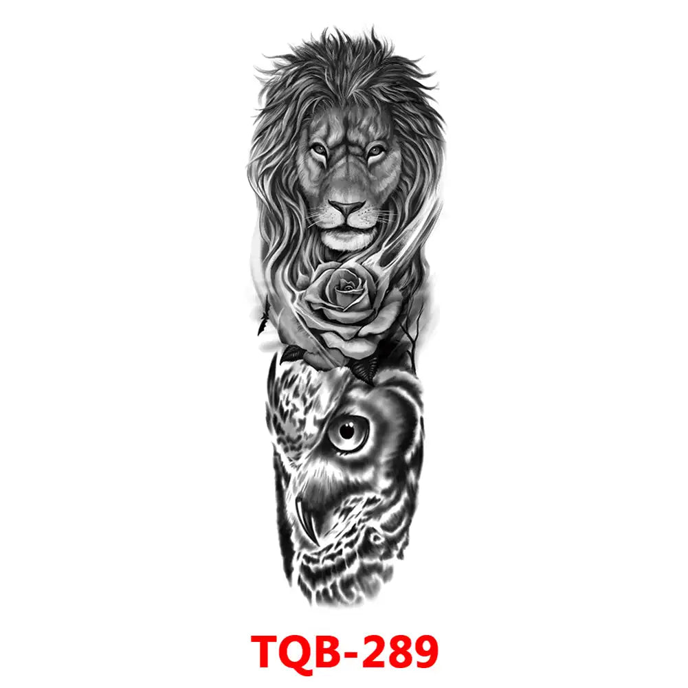 Large Waterproof Full Arm Temporary Tattoo – Intricate Totem & Geometric Sleeve Sticker