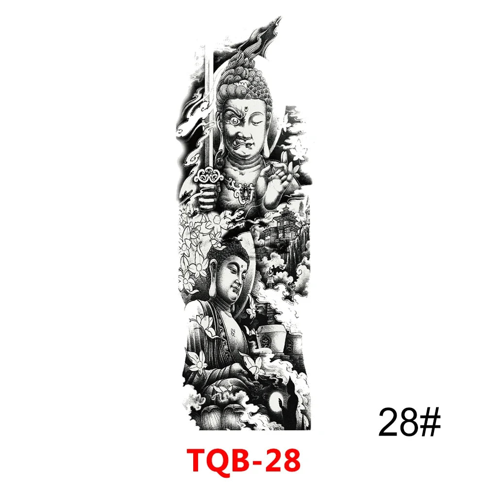 Unisex Full Arm Temporary Tattoo Sticker – Premium Old School Skull Body Art