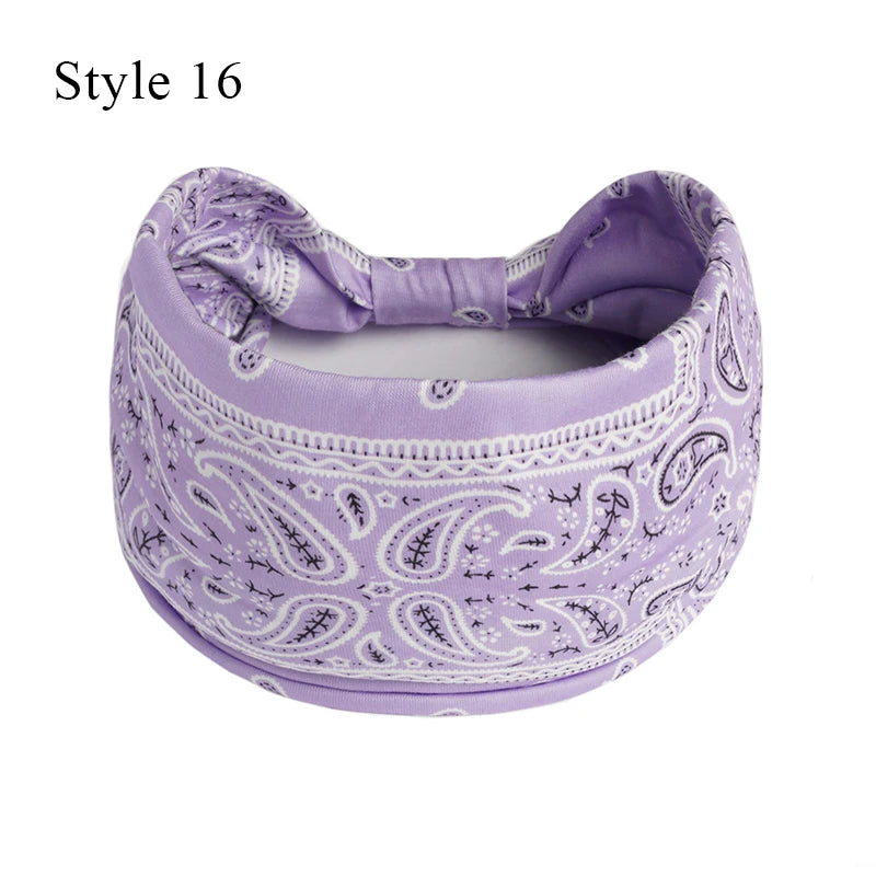 Women's Bohemian Wide Hair Band – Soft Stretchy Floral Turban for Sports, Yoga & Casual Fashion