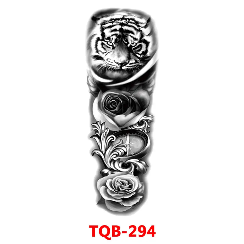 Large Waterproof Full Arm Temporary Tattoo – Intricate Totem & Geometric Sleeve Sticker