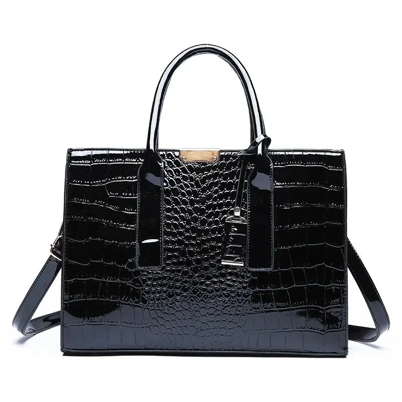 Signature Crocodile Texture Shopper – Sophisticated Luxury Work Tote