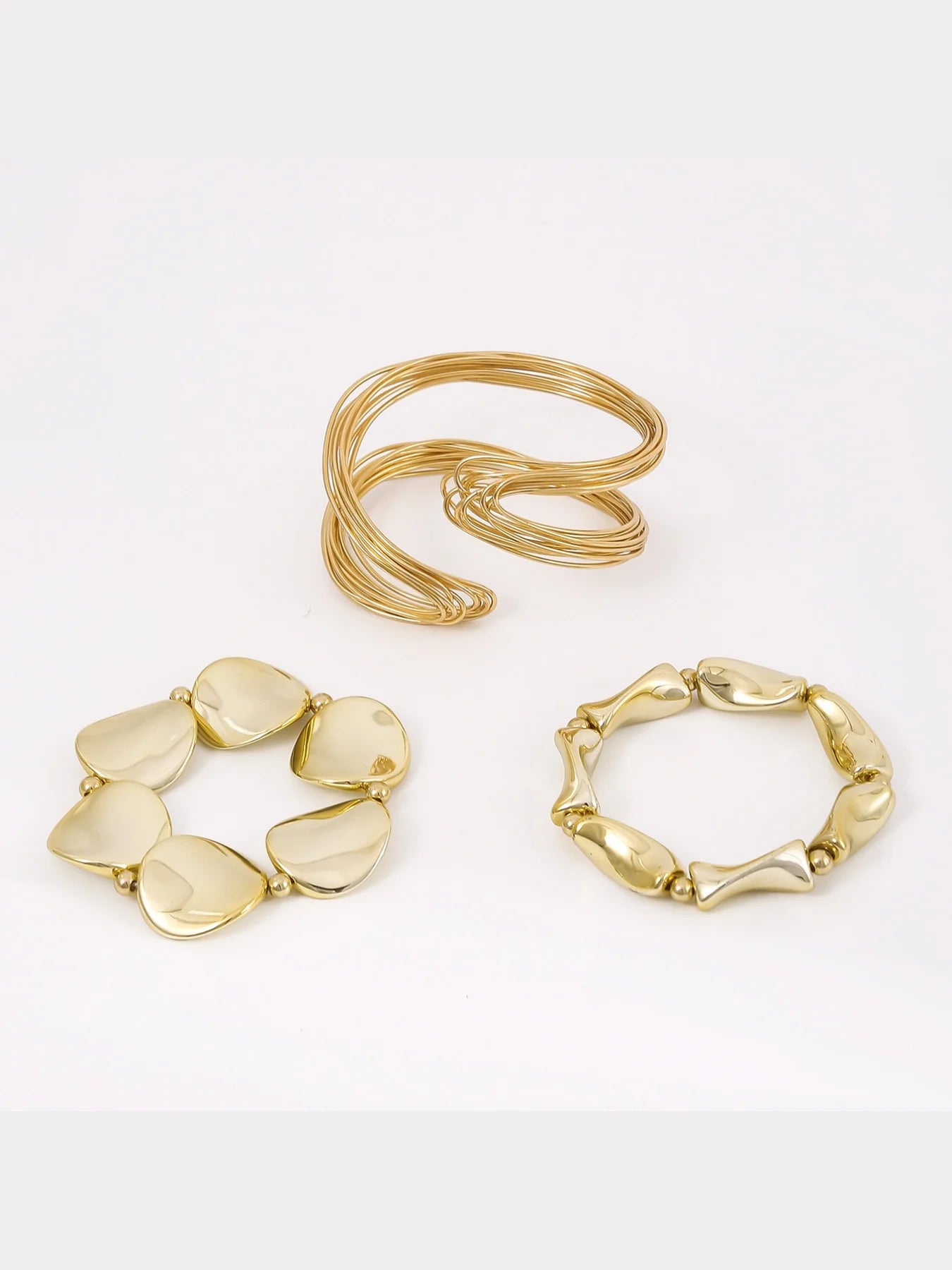 Exaggerated Punk Open Cuff Bracelet Set – Vintage Geometric Twisted Lines Bangle for Women, Festival and Party Fashion Accessories