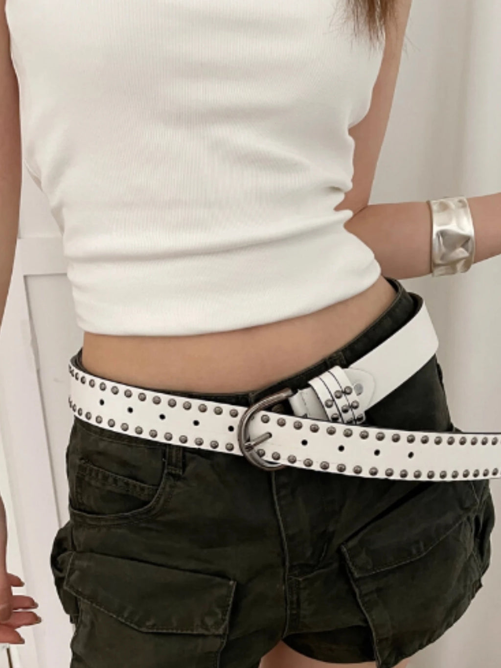 retro rivet Midnight Rebellion Skull & Rhinestone Belt
