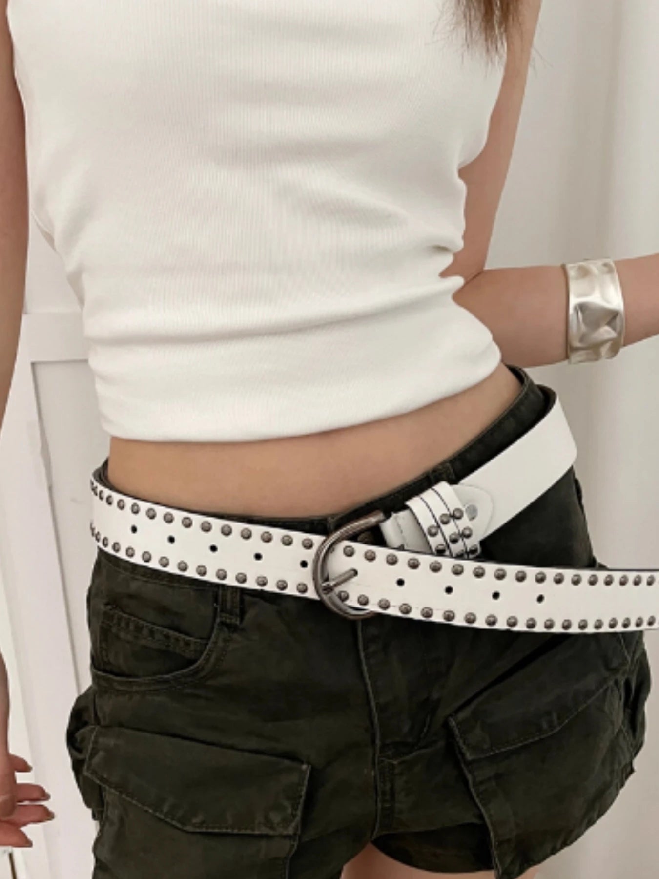retro rivet Midnight Rebellion Skull & Rhinestone Belt