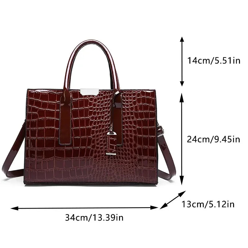 Signature Crocodile Texture Shopper – Sophisticated Luxury Work Tote