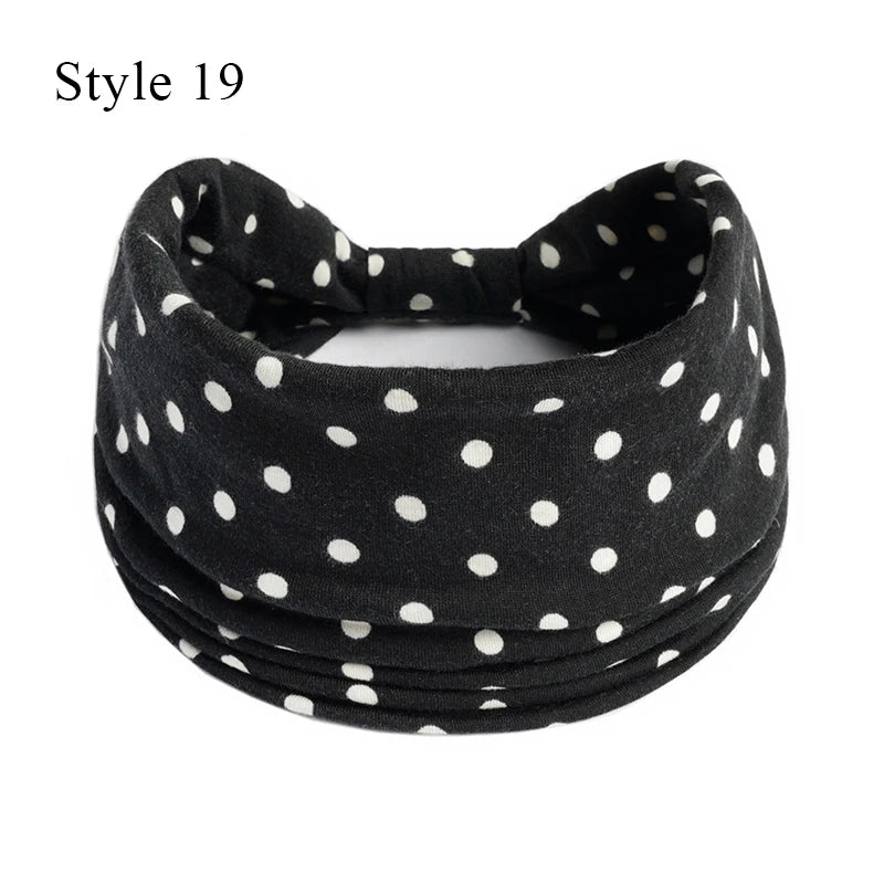 Women's Bohemian Wide Hair Band – Soft Stretchy Floral Turban for Sports, Yoga & Casual Fashion