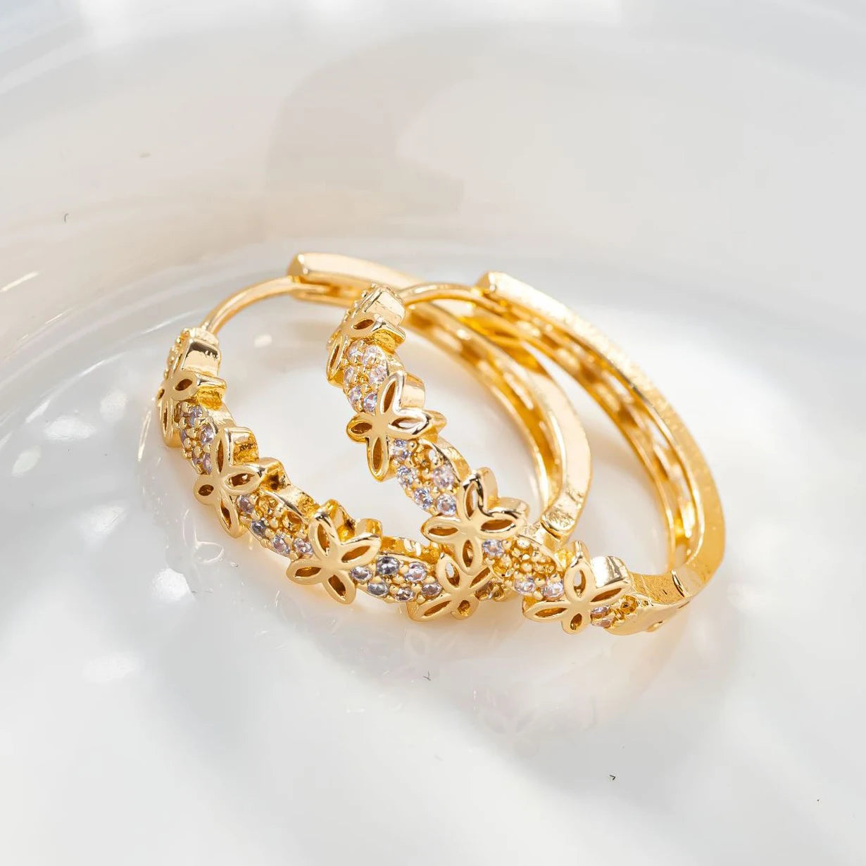 Signature Floral Zircon Hoops – Vibrant Luxury Statement Earrings Rainbow Flower Zircon Stone