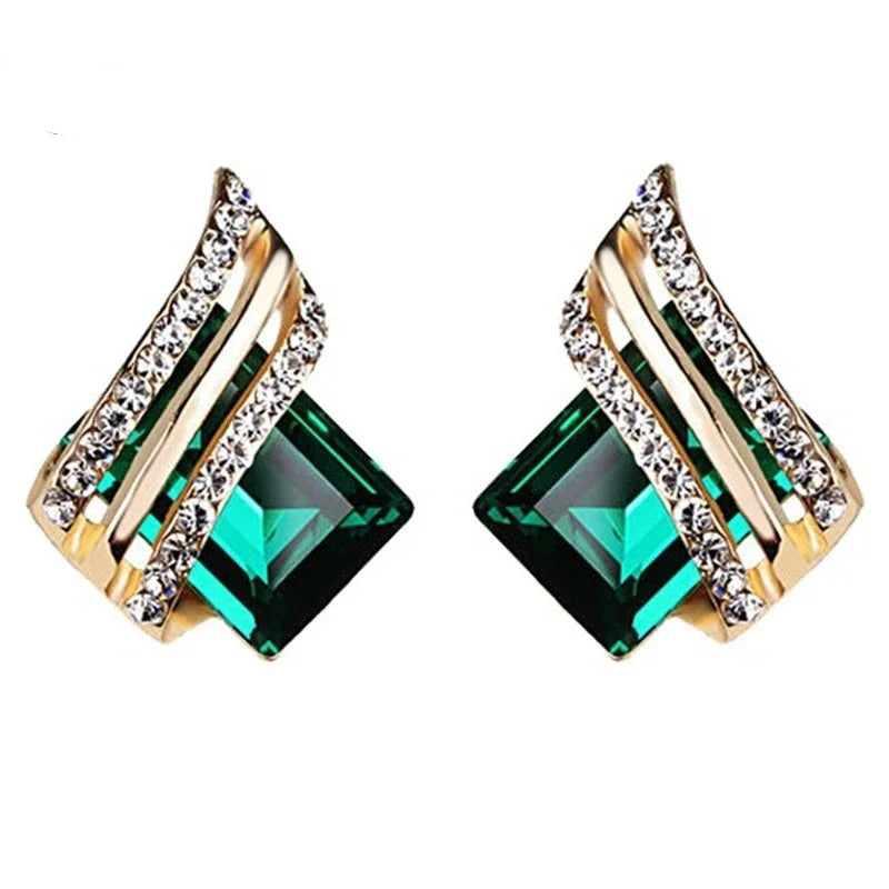 Gold-plated Zircon Earring Crystal  Engagement  for women