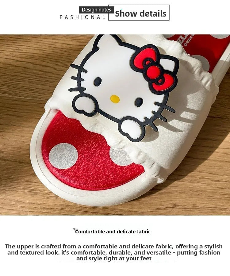 Cute Hello Kitty Non-Slip Slippers – Comfortable Cartoon House Shoes for Women & Girls