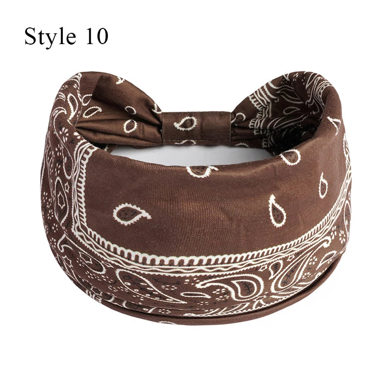 Women's Bohemian Wide Hair Band – Soft Stretchy Floral Turban for Sports, Yoga & Casual Fashion