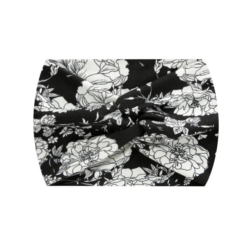 Extra-Wide 18cm Bohemian Headband – Stretchy Printed Turban Wrap for Fitness & Everyday Style