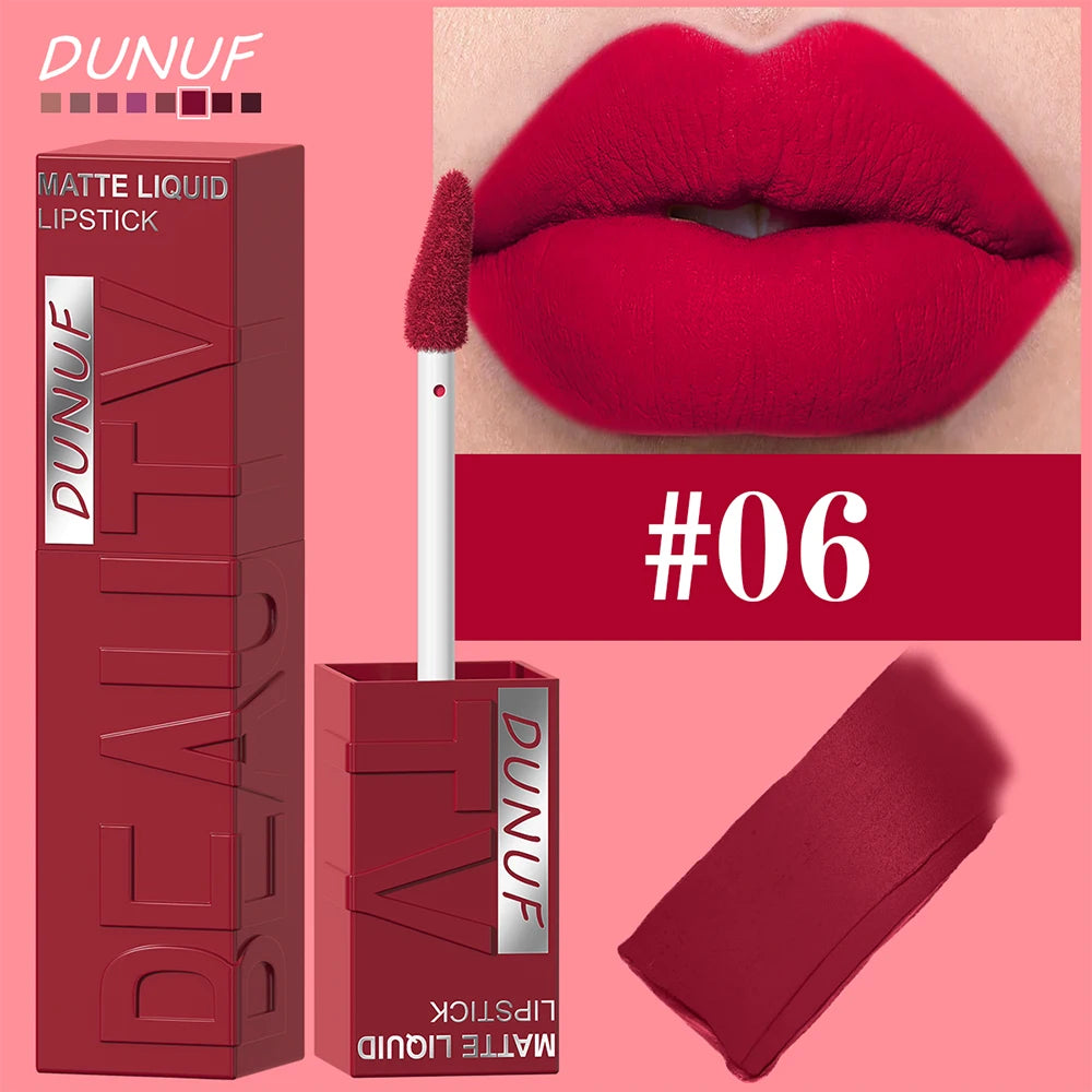 LUX LADY Square-Tube Velvet Matte Lipstick – 8-Color Plumping Lip Glaze