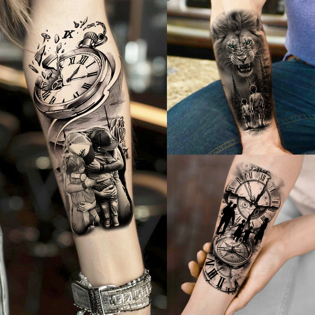Premium Waterproof Realistic Tattoo Sticker – Majestic Lion & Tiger Designs for Arm & Leg