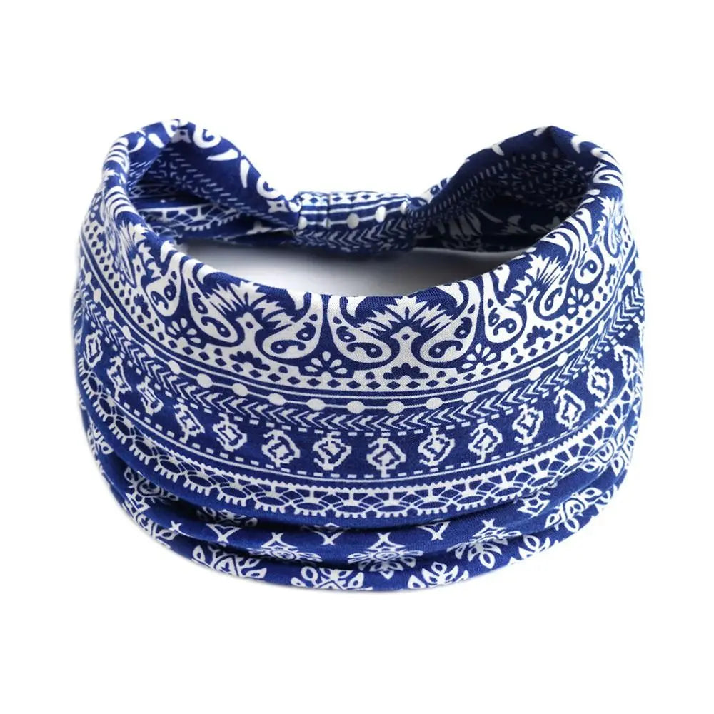 Vintage Bohemian Wide Headband – Elastic Knot Turban Hair Wrap for Effortless Style