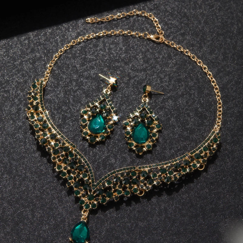 The "Dream Bride" Rhinestone Jewelry Set – Sparkling Teardrop Design