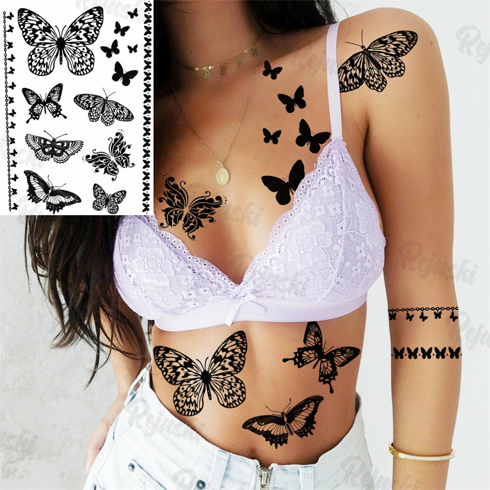 Sexy Waterproof Temporary Tattoo – Floral Mandala, Lotus & Animal Designs for Chest & Underboob