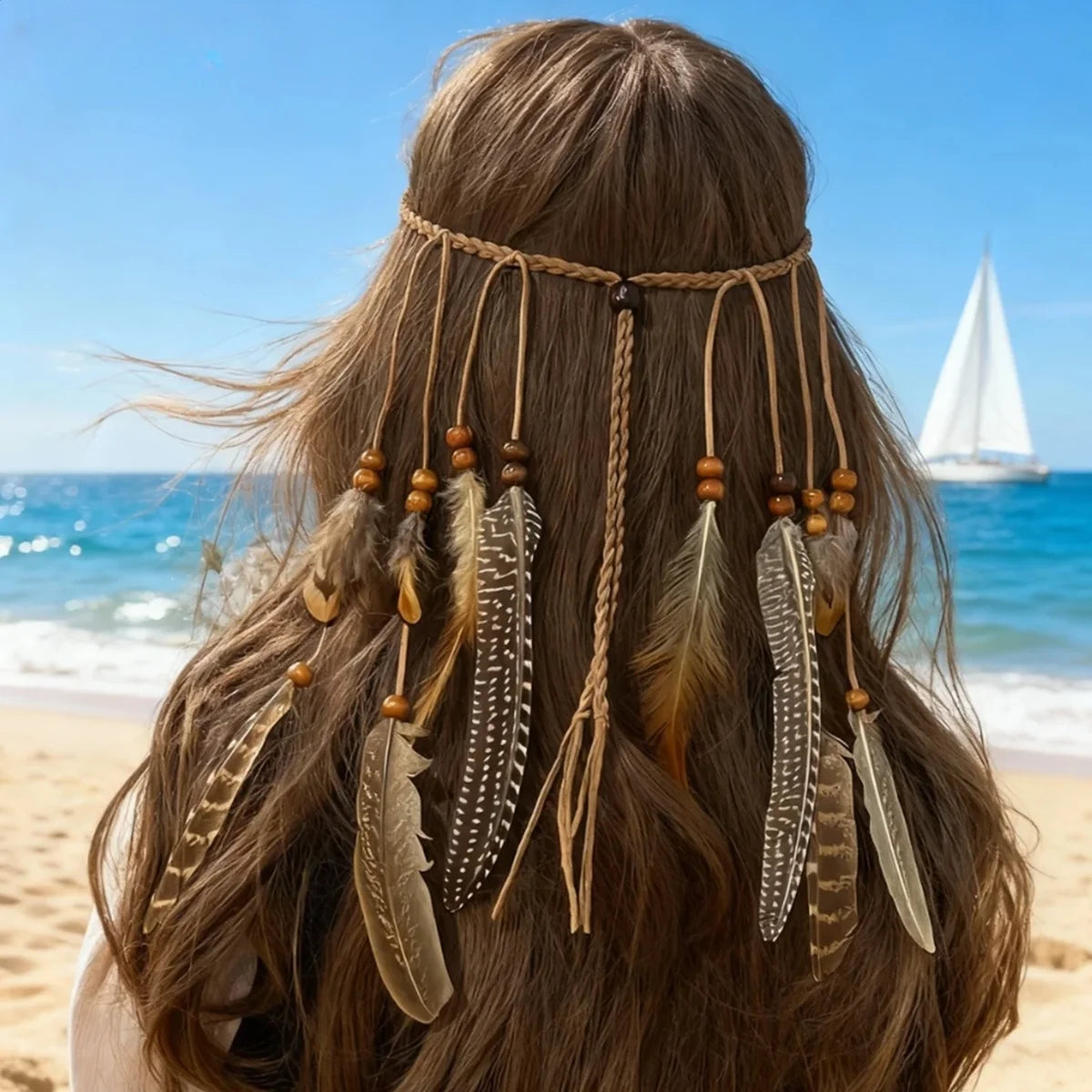 The Wanderer’s Feather Headband: Vintage-Inspired Boho Hair Accessory for Effortless Festival Style