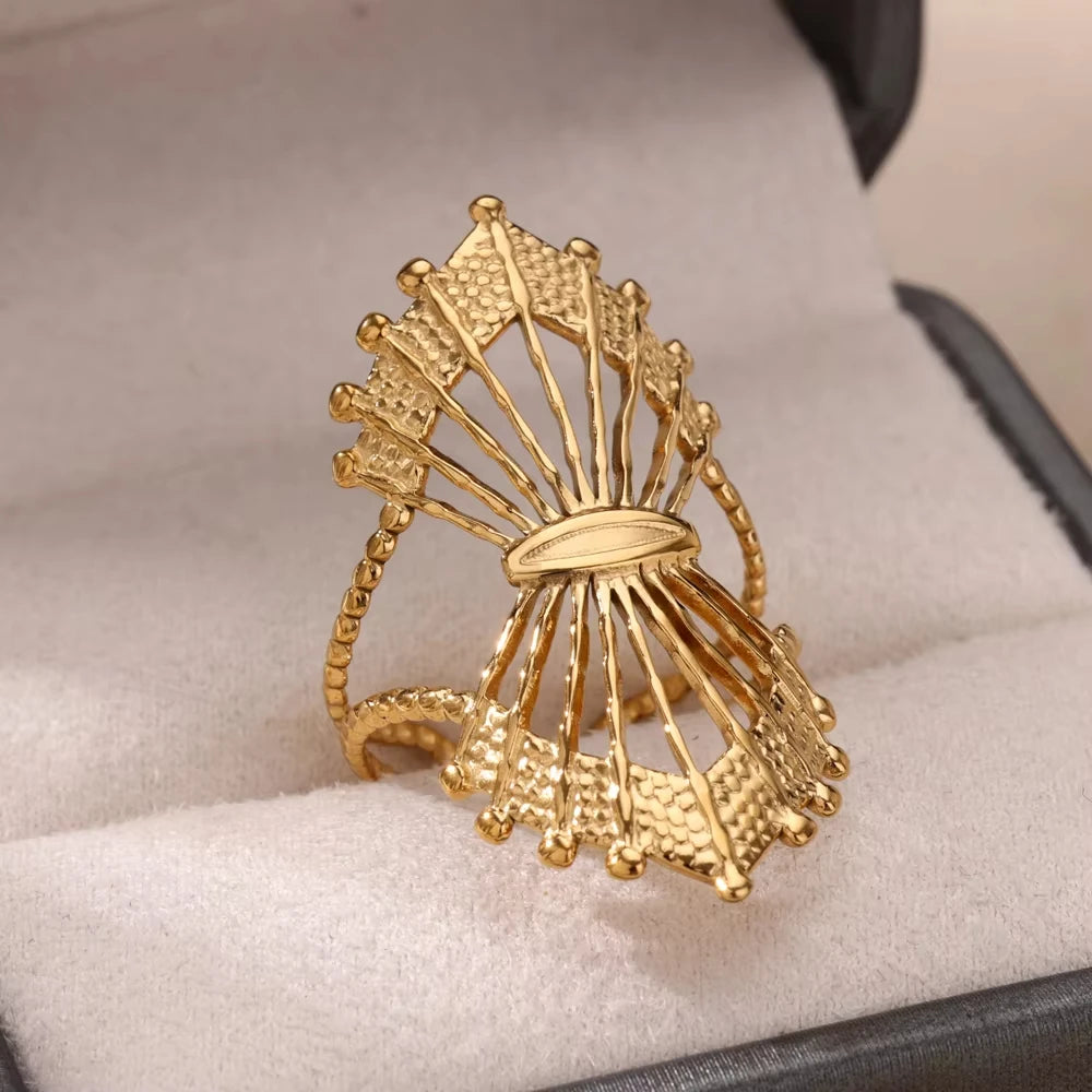 Adjustable Trendy Celestial Protection Geometric Ring Collection