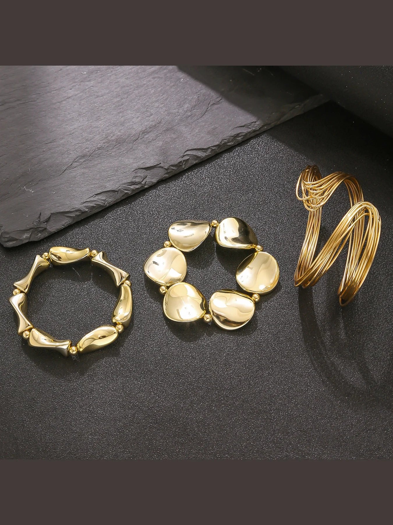 Exaggerated Punk Open Cuff Bracelet Set – Vintage Geometric Twisted Lines Bangle for Women, Festival and Party Fashion Accessories