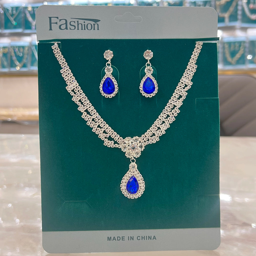 3PC Luxury Rhinestone Floral Necklace & Drop Earrings for Weddings, Banquets, and Festivals