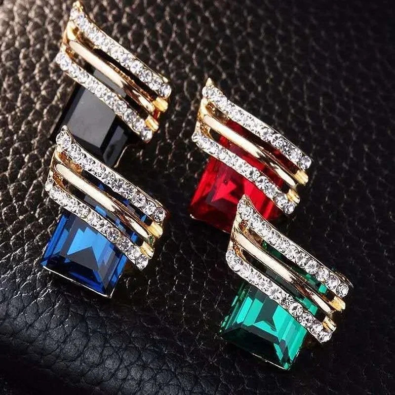 Gold-plated Zircon Earring Crystal  Engagement  for women