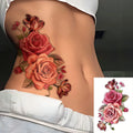 Oversized Romantic Rose Temporary Tattoo Sheet – Bold, Realistic Flower Body Art for Festival Glam & Special Events