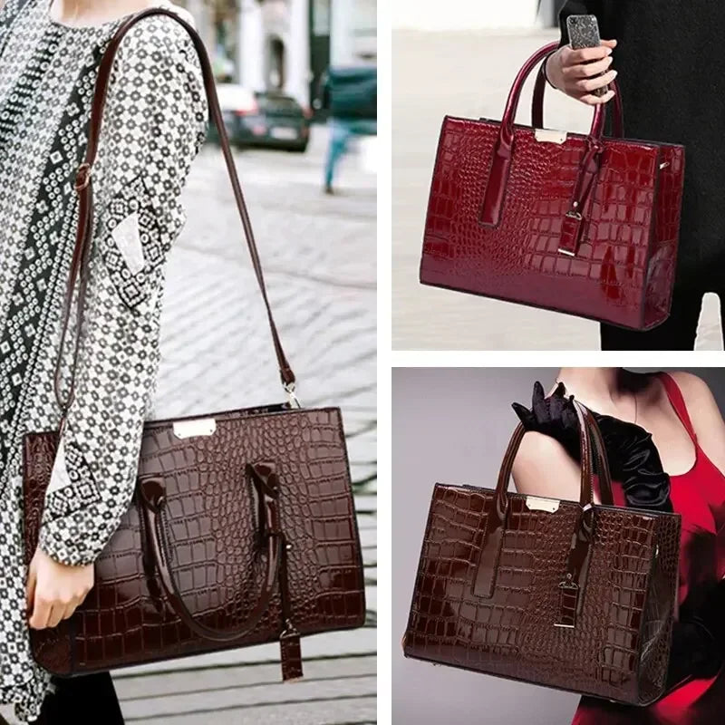 Signature Crocodile Texture Shopper – Sophisticated Luxury Work Tote