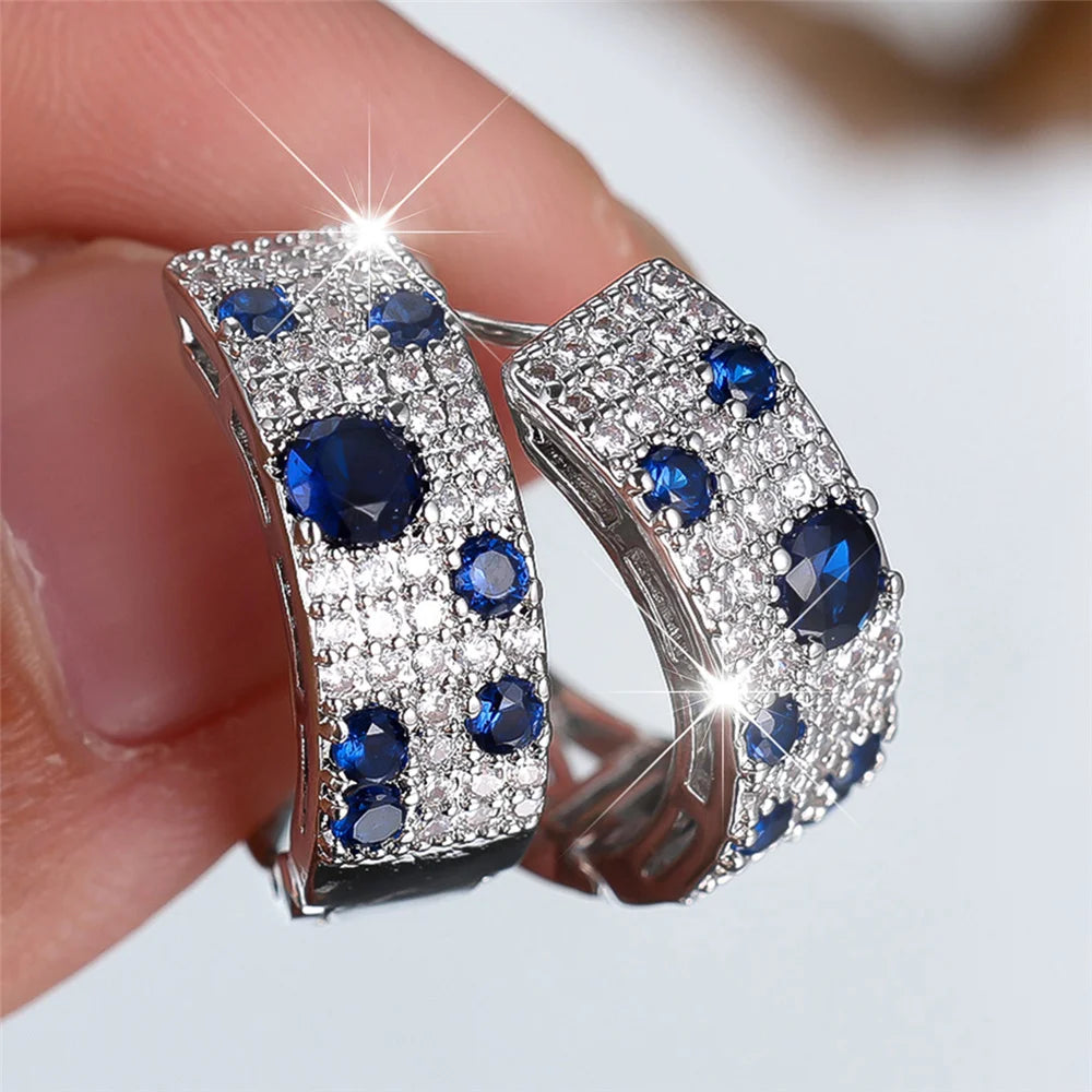 Ethereal Sparkle: Round Zircon Hoop Earrings – The Perfect Wedding & Daily Accessory