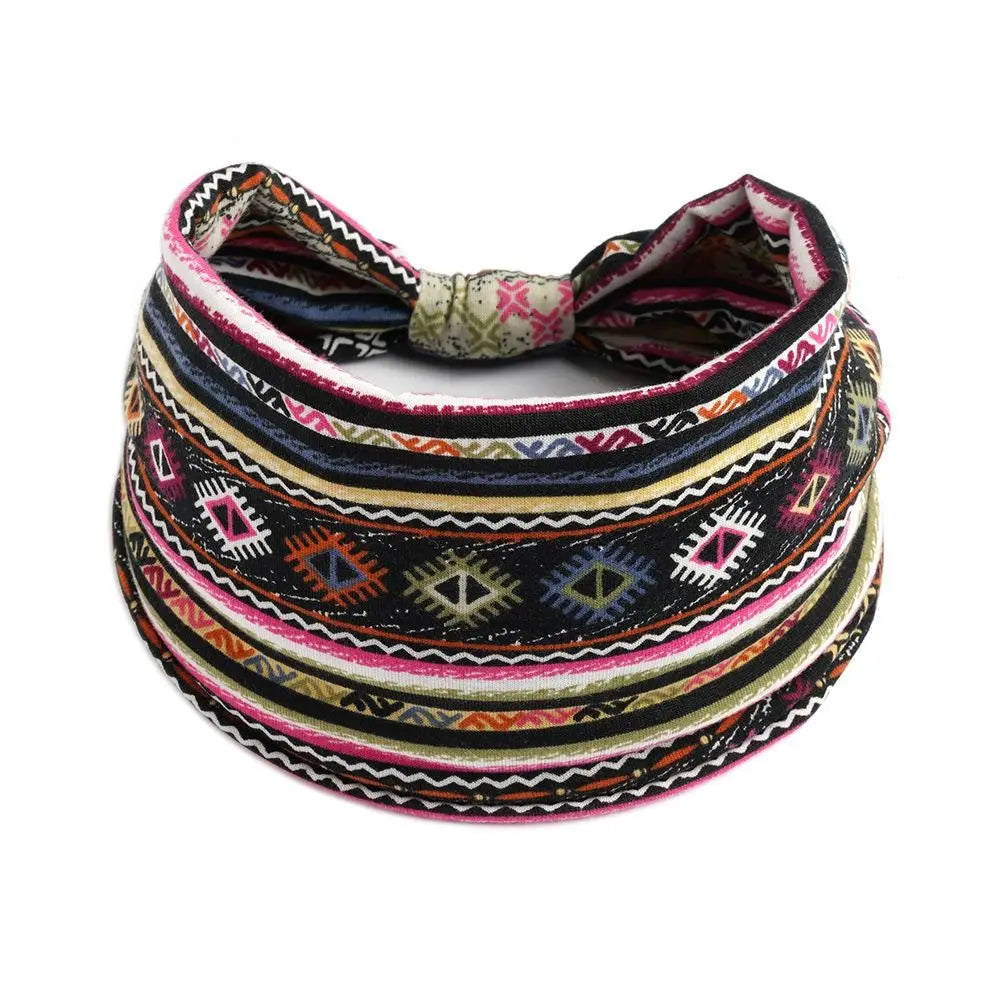 Vintage Bohemian Wide Headband – Elastic Knot Turban Hair Wrap for Effortless Style