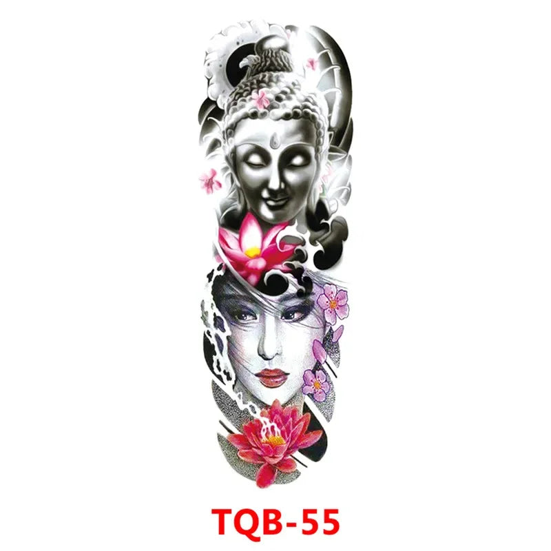 Unisex Full Arm Temporary Tattoo Sticker – Premium Old School Skull Body Art