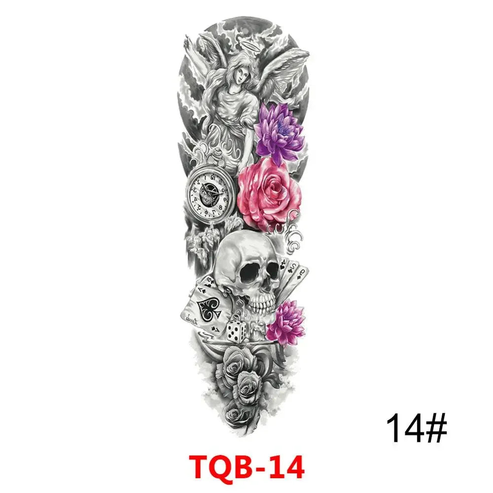 Unisex Full Arm Temporary Tattoo Sticker – Premium Old School Skull Body Art
