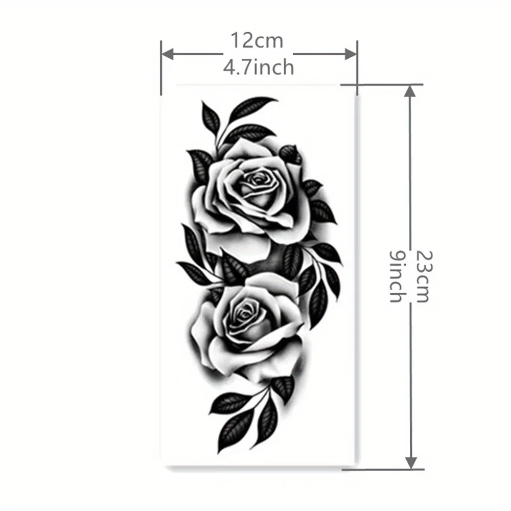 Floral Arm Temporary Tattoo – Waterproof & Long-Lasting Botanical Body Art for Women