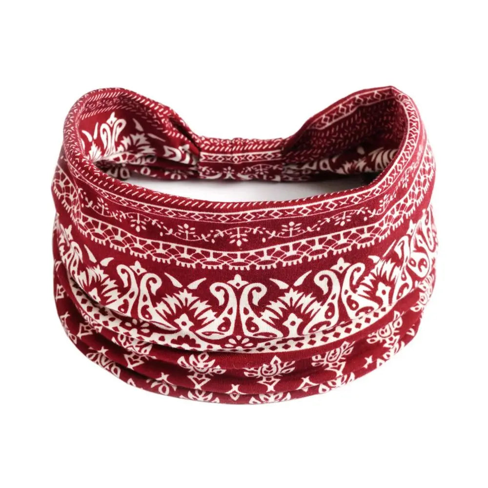 Vintage Bohemian Wide Headband – Elastic Knot Turban Hair Wrap for Effortless Style