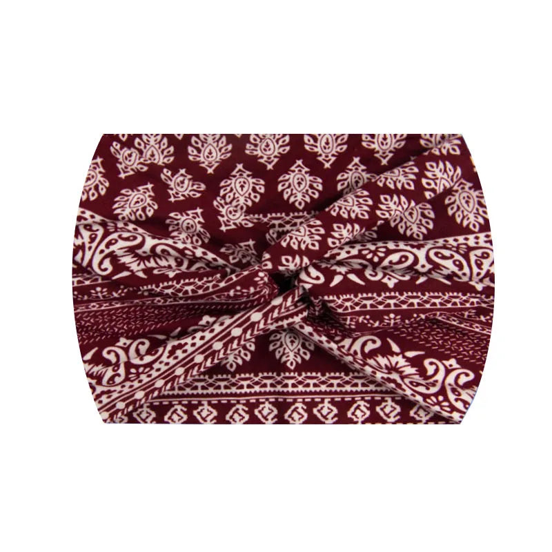 Extra-Wide 18cm Bohemian Headband – Stretchy Printed Turban Wrap for Fitness & Everyday Style
