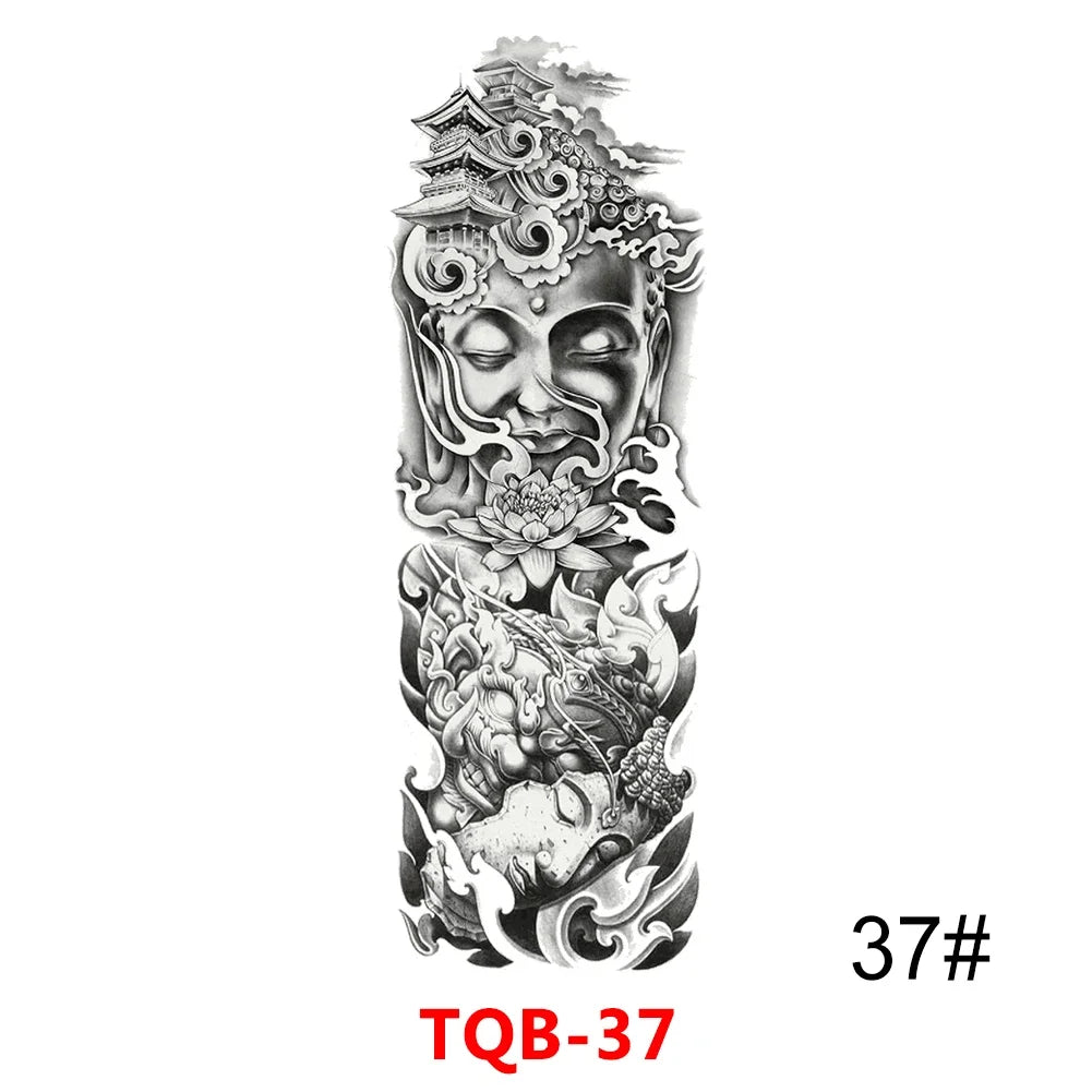 Unisex Full Arm Temporary Tattoo Sticker – Premium Old School Skull Body Art