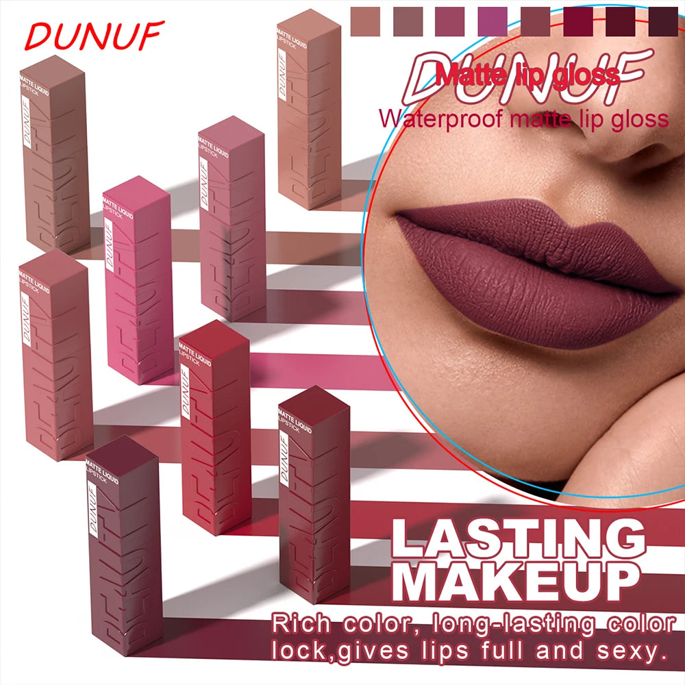 LUX LADY Square-Tube Velvet Matte Lipstick – 8-Color Plumping Lip Glaze