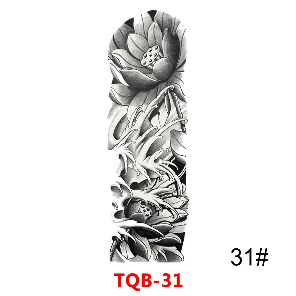 Unisex Full Arm Temporary Tattoo Sticker – Premium Old School Skull Body Art