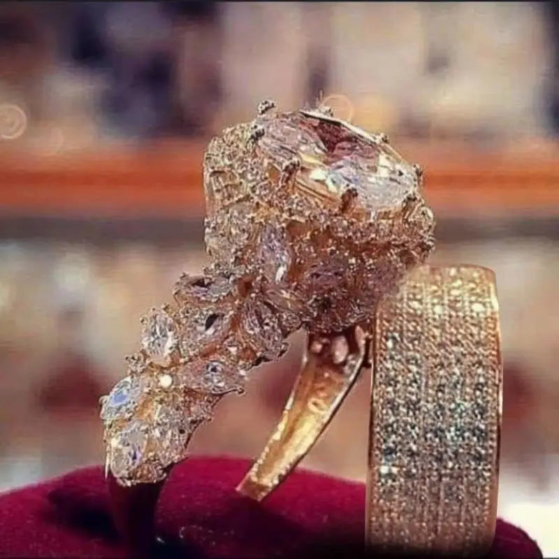 Princess Cut Cubic Zirconia Bridal Ring Set – Elegant Wedding Band & Engagement Ring for Her