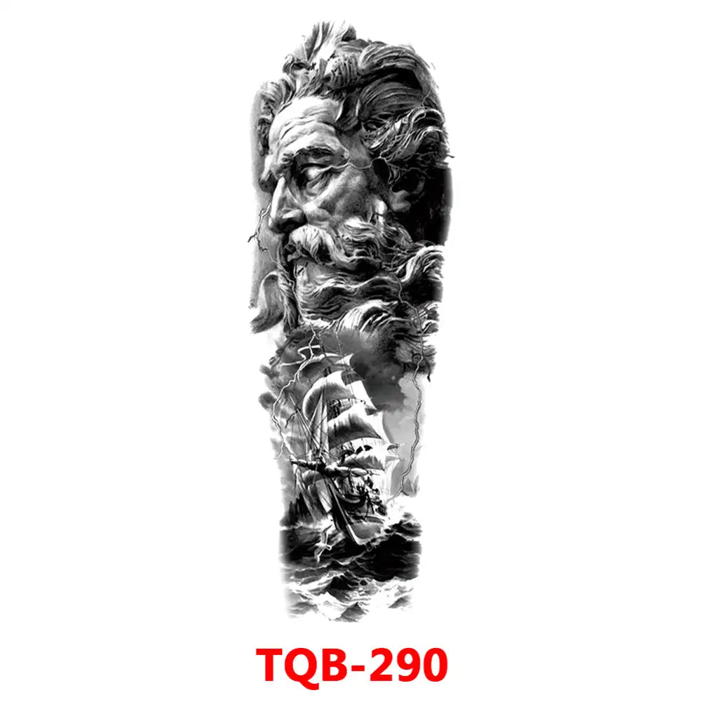Large Waterproof Full Arm Temporary Tattoo – Intricate Totem & Geometric Sleeve Sticker
