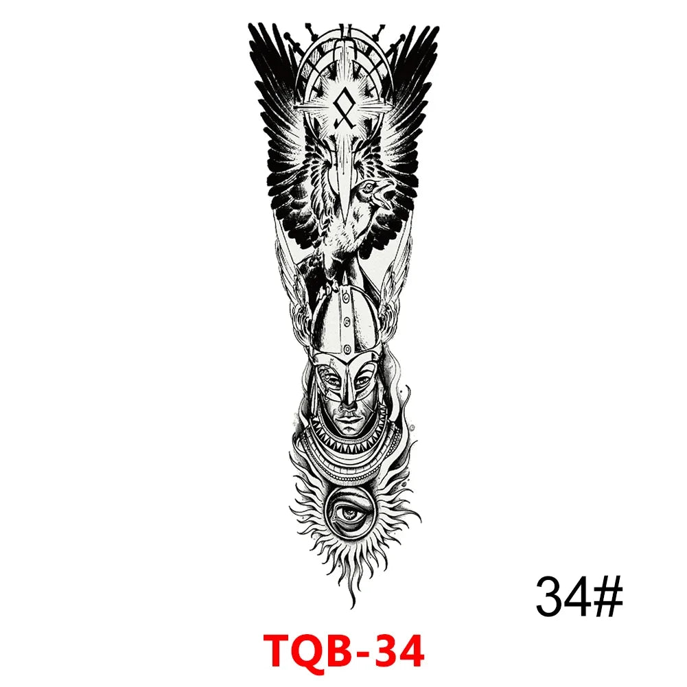Unisex Full Arm Temporary Tattoo Sticker – Premium Old School Skull Body Art