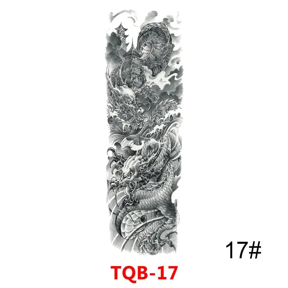 Unisex Full Arm Temporary Tattoo Sticker – Premium Old School Skull Body Art