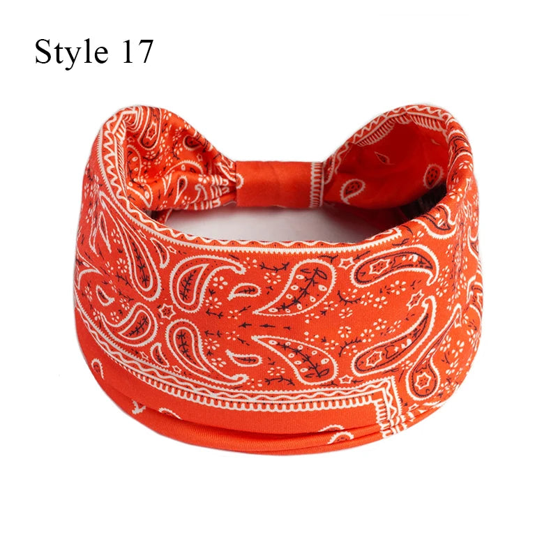 Women's Bohemian Wide Hair Band – Soft Stretchy Floral Turban for Sports, Yoga & Casual Fashion