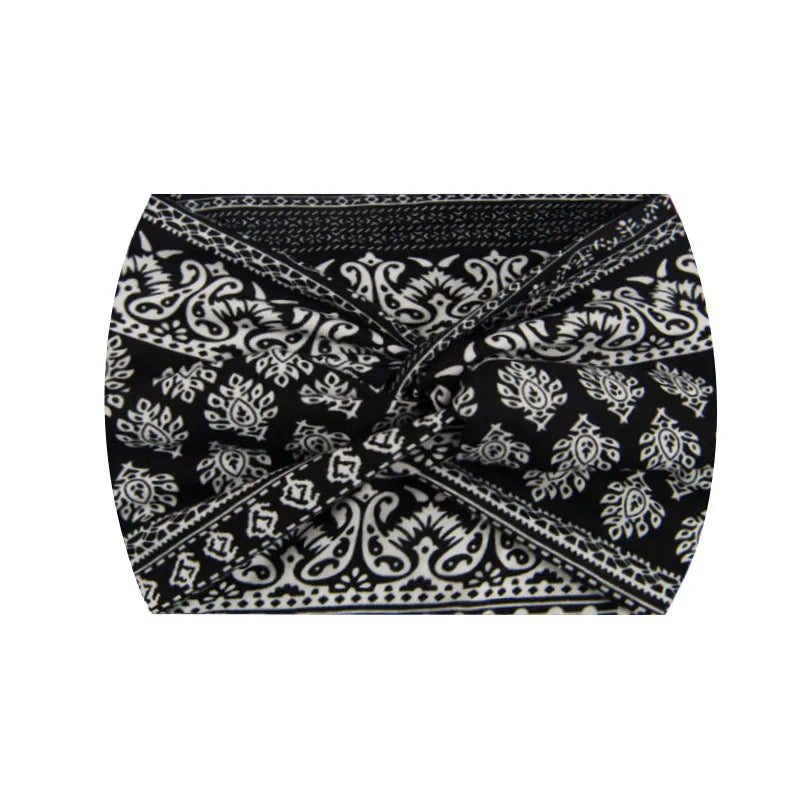 Extra-Wide 18cm Bohemian Headband – Stretchy Printed Turban Wrap for Fitness & Everyday Style