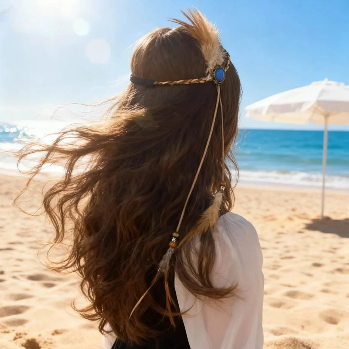 The Wanderer’s Feather Headband: Vintage-Inspired Boho Hair Accessory for Effortless Festival Style
